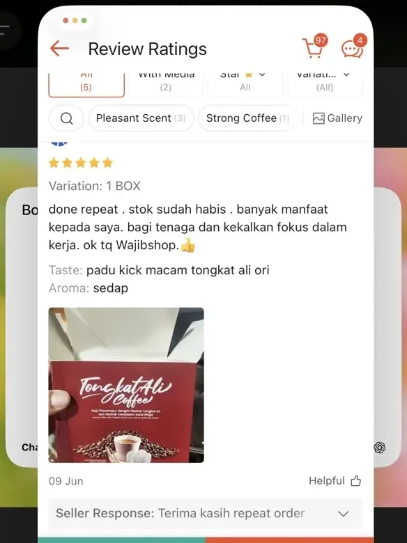 Review pembeli Wajib Tongkat Ali Coffee 2