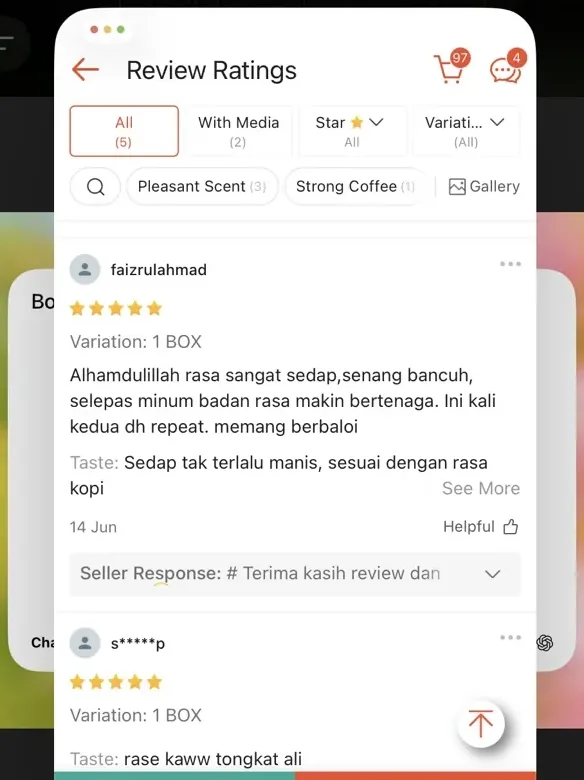 Review pembeli Wajib Tongkat Ali Coffee 4