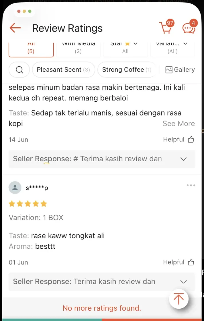 Review pembeli Wajib Tongkat Ali Coffee 5